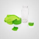 Botella PVC cristal con toalla de microfibra 